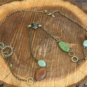 Lia Sophia Gold-Tone Multistone Pendant Necklace - Green & Brown